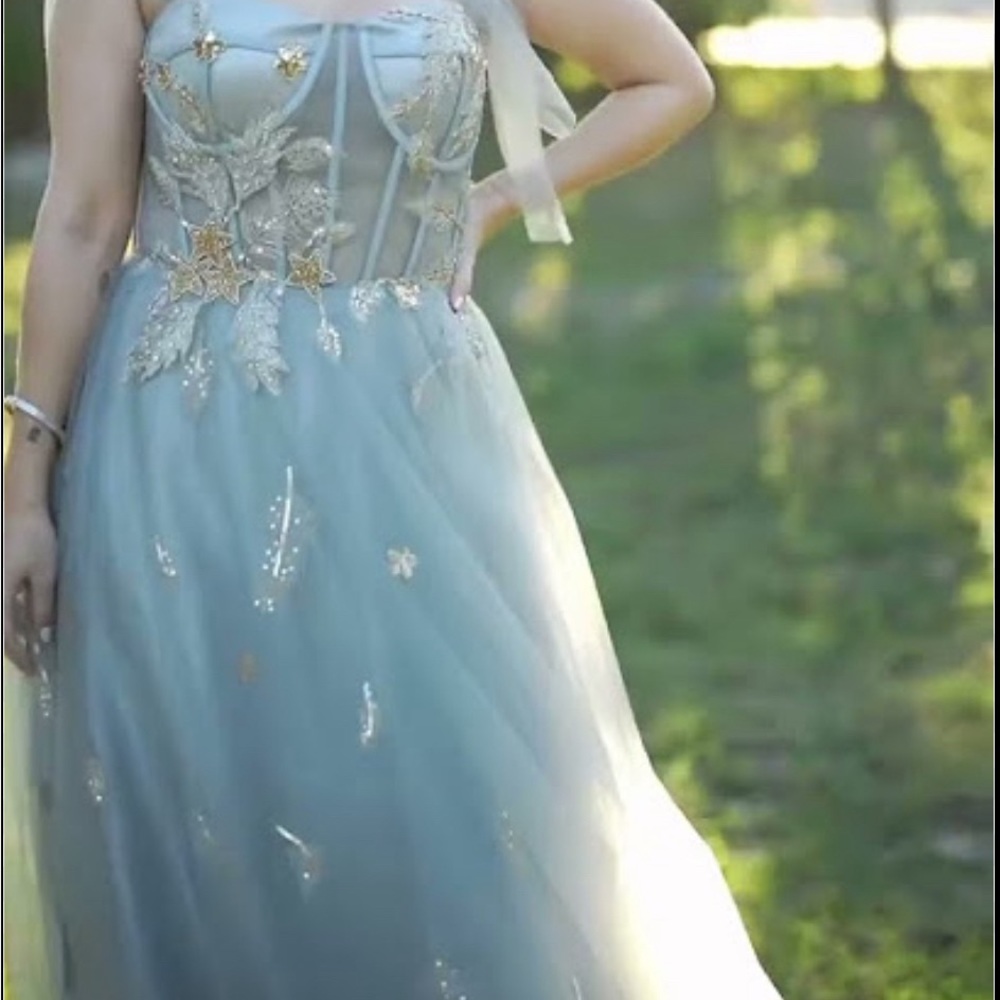 Grey tulle corset gown